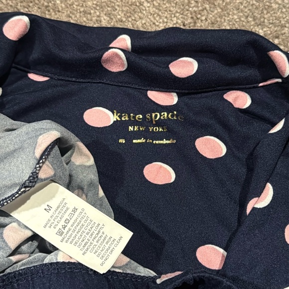 Kate Spade Navy Polka Dot Pajama Set SIZE M - Picture 3 of 5